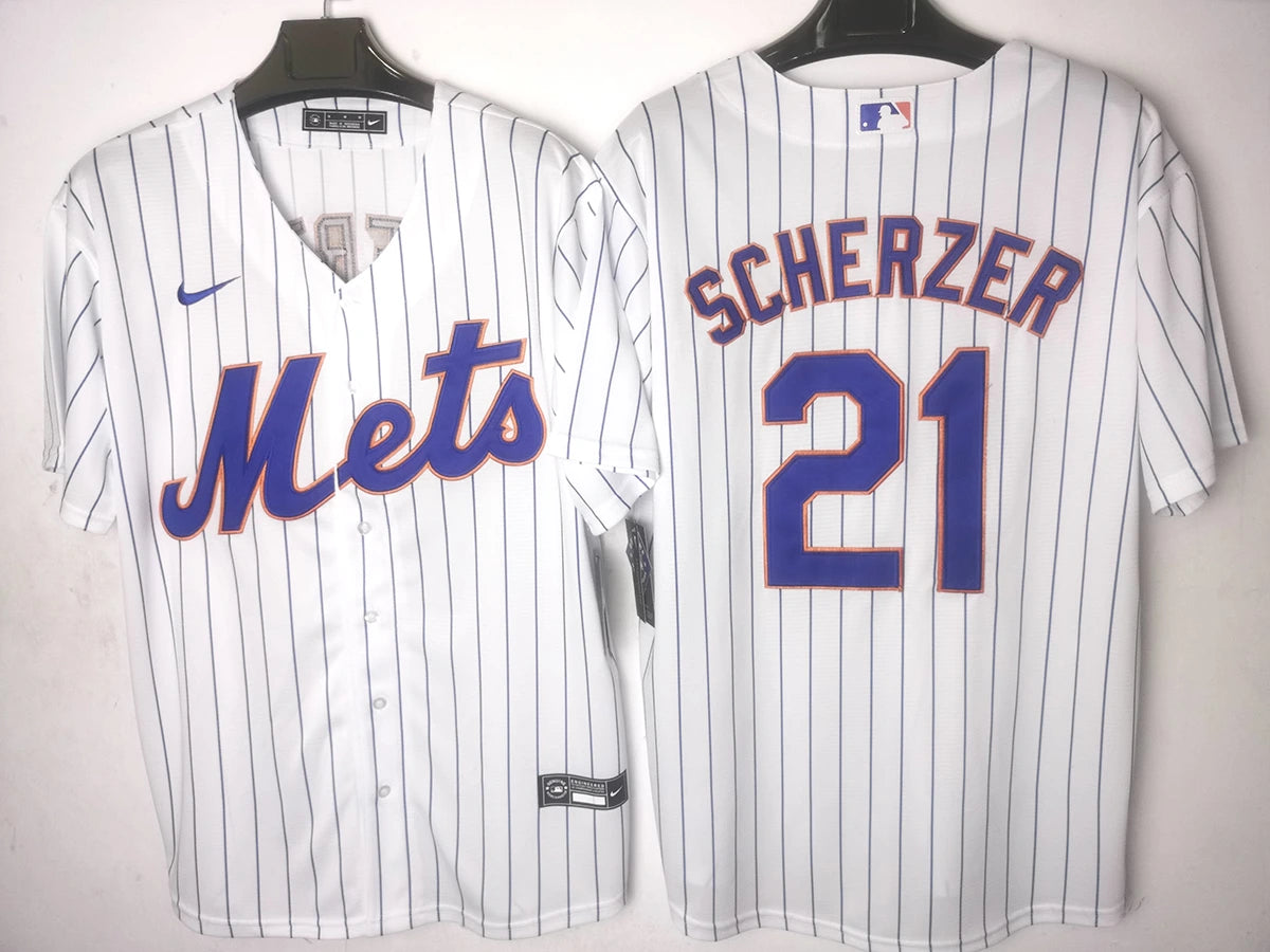 New York Mets - Scherzer #21 - Blanco Rayas