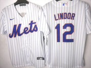New York Mets - Lindor #12 - Blanco Rayas