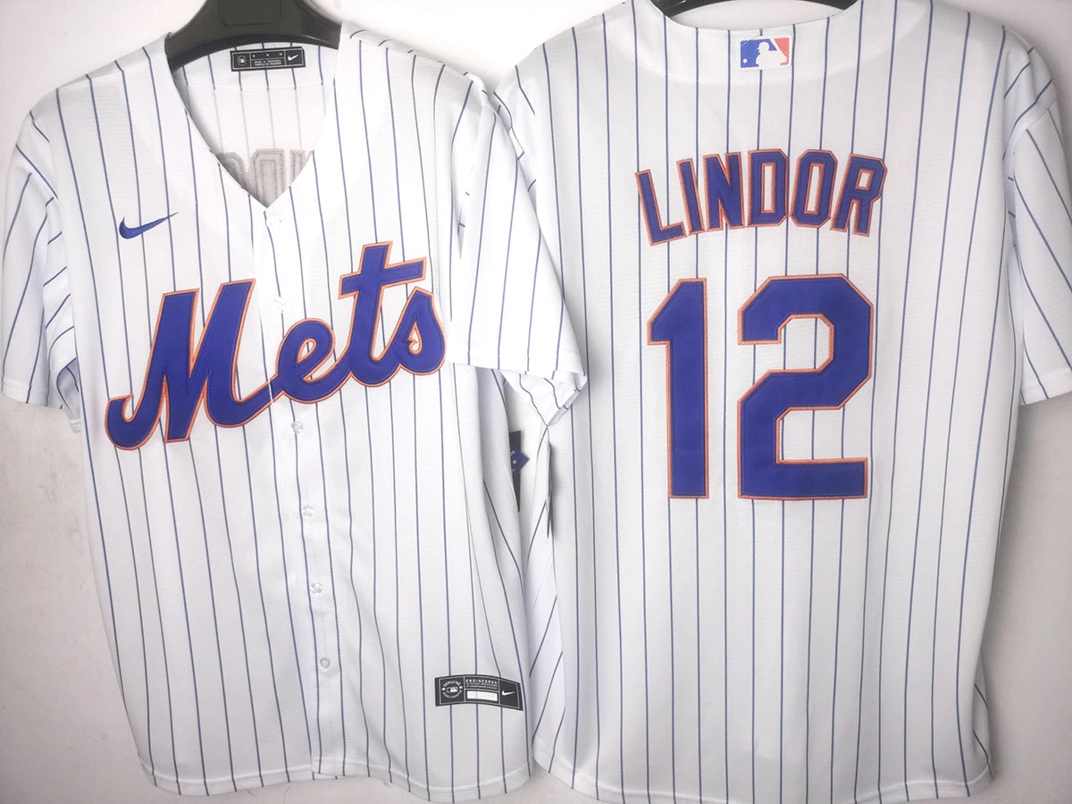 New York Mets - Lindor #12 - Blanco Rayas